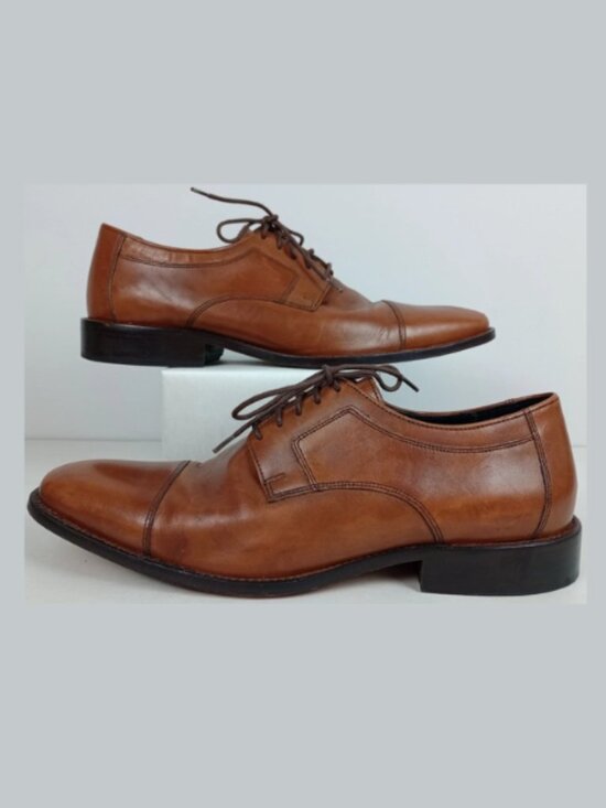 Johnson Murphy Mens 12M Brown Leather Novick Cap Oxford Lace Up Dress Shoes main image 6